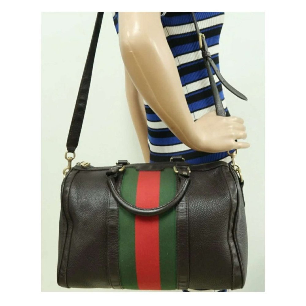 100% Authentic Gucci Boston Brown Leather Satchel Bag - Picture 12 of 12